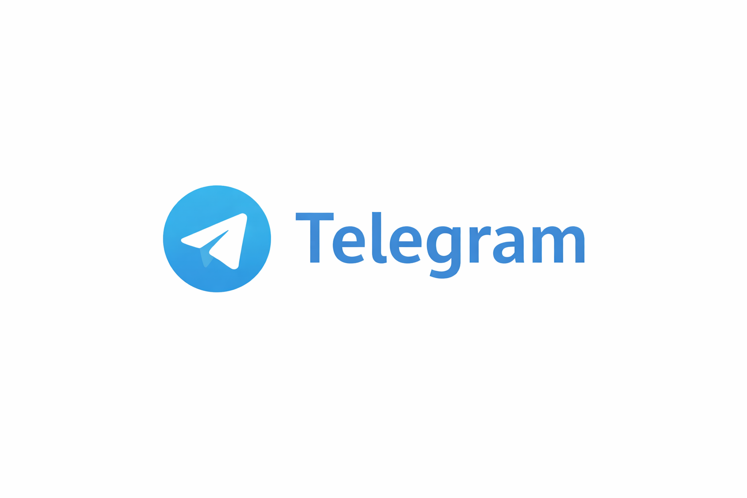 Логотип Telegram и надпись Telegram на белом фоне
