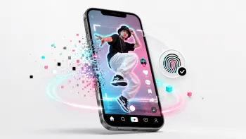 Минималистичная иллюстрация защищенной TikTok-автоматизации с геолокацией, резидентными прокси и проверкой уникальности видео.