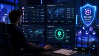Инженер настраивает мобильные прокси 4G/5G для безопасной автоматизации Instagram